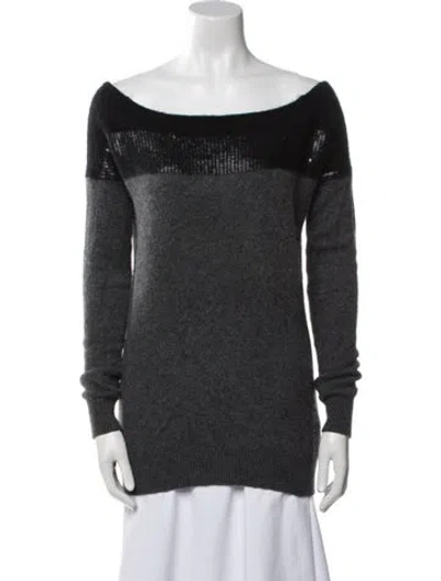 Pre-owned Theory Cashmere Bateau Neckline Sweater In Blue