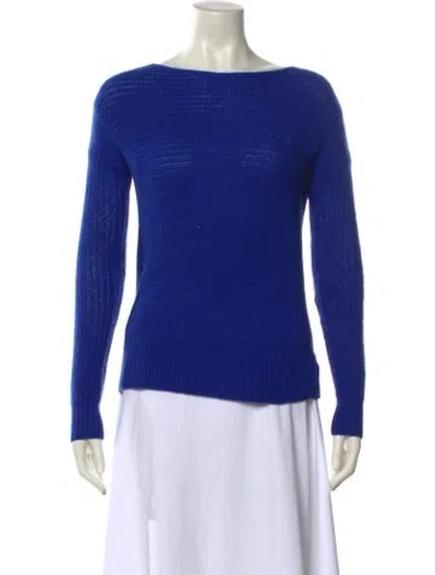 Pre-owned Theory Cashmere Bateau Neckline Sweater In Blue