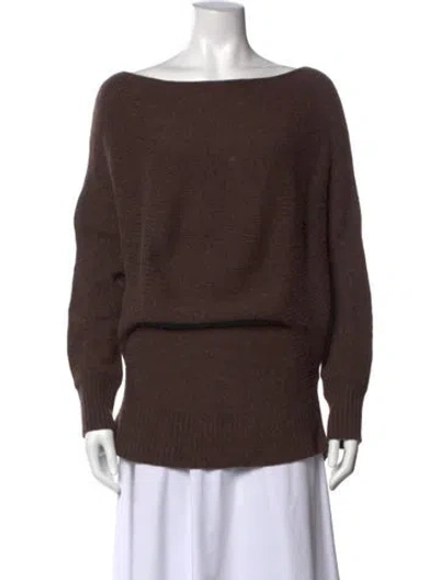 Pre-owned Theory Cashmere Bateau Neckline Sweater In Brown