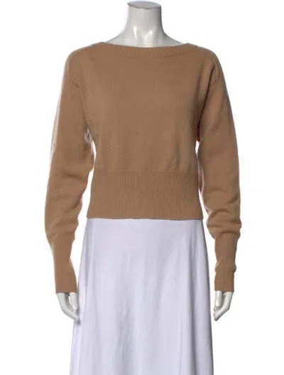 Pre-owned Theory Cashmere Bateau Neckline Sweater In Brown