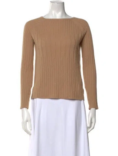 Pre-owned Theory Cashmere Bateau Neckline Sweater In Brown