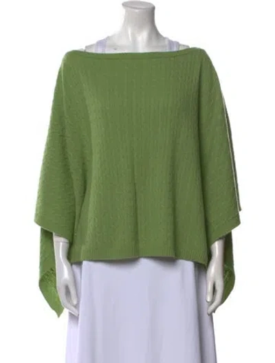 Pre-owned Theory Cashmere Bateau Neckline Sweater In Green