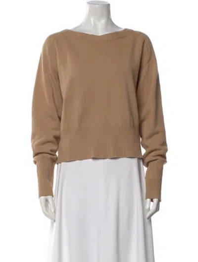 Pre-owned Theory Cashmere Bateau Neckline Sweater In Neutral