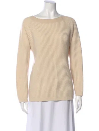 Pre-owned Theory Cashmere Bateau Neckline Sweater In Neutral