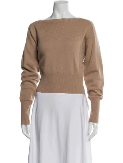 Pre-owned Theory Cashmere Bateau Neckline Sweater In Neutral