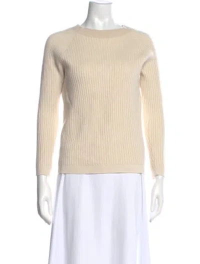 Pre-owned Theory Cashmere Bateau Neckline Sweater In Neutral
