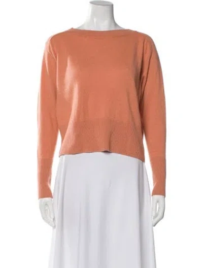 Pre-owned Theory Cashmere Bateau Neckline Sweater In Orange