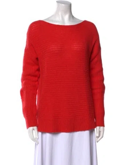 Pre-owned Theory Cashmere Bateau Neckline Sweater In Orange
