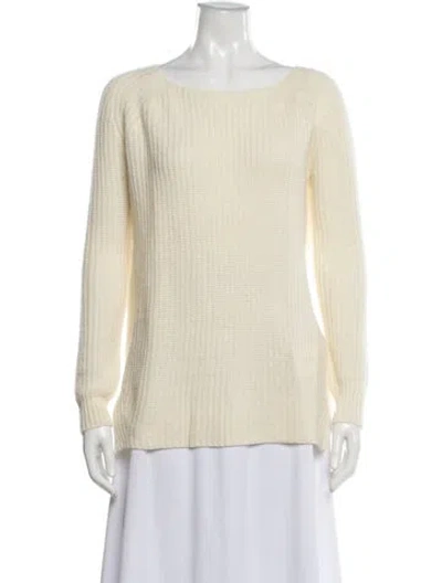Pre-owned Theory Cashmere Bateau Neckline Sweater In White