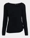 Theory Cashmere-blend Asymmetric Sweater In Black