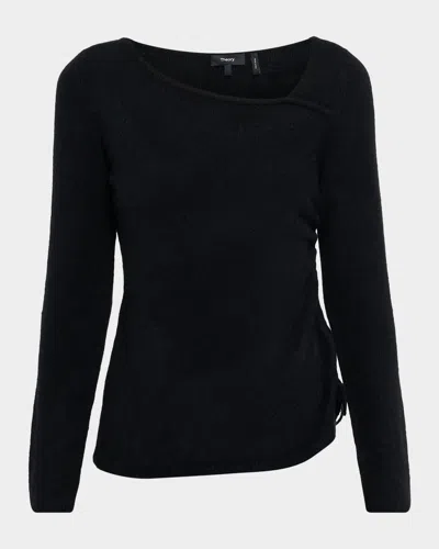 Theory Cashmere-blend Asymmetric Sweater In Black