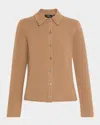 Theory Cashmere Button-front Shirt In Brown