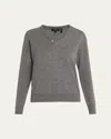 Theory Cashmere Button-neck Sweater In Gray