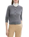 Theory Regal Buttoned Cardigan In Beige Wool In Light Charcoal
