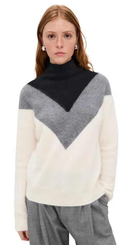 Theory Chevron Turtleneck Sweater In Airy Cashmere In Multi