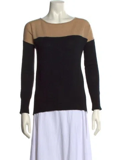 Pre-owned Theory Cashmere Colorblock Pattern Sweater In Black