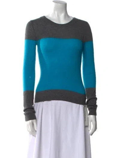 Pre-owned Theory Cashmere Colorblock Pattern Sweater In Blue