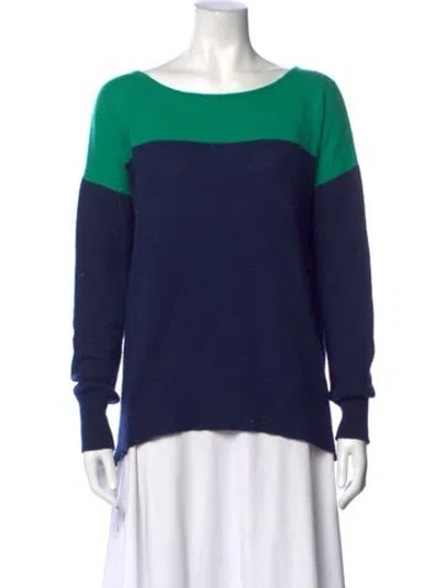 Pre-owned Theory Cashmere Colorblock Pattern Sweater In Blue