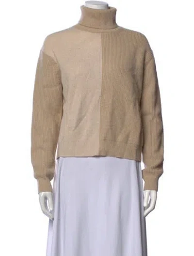 Pre-owned Theory Cashmere Colorblock Pattern Sweater In Brown
