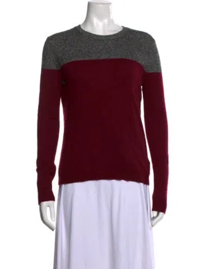 Pre-owned Theory Cashmere Colorblock Pattern Sweater In Burgundy