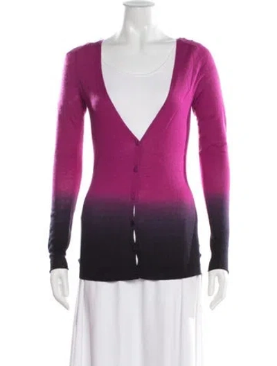 Pre-owned Theory Cashmere Colorblock Pattern Sweater In Purple
