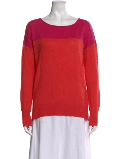 Pre-owned Theory Cashmere Colorblock Pattern Sweater W/ Tags In Orange