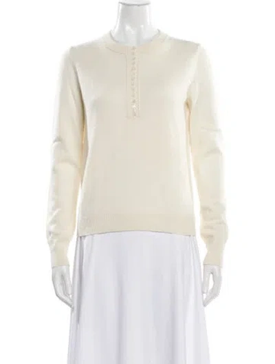 Pre-owned Theory Cashmere Crew Neck Sweater In White