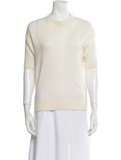 Pre-owned Theory Cashmere Crew Neck Sweater In White