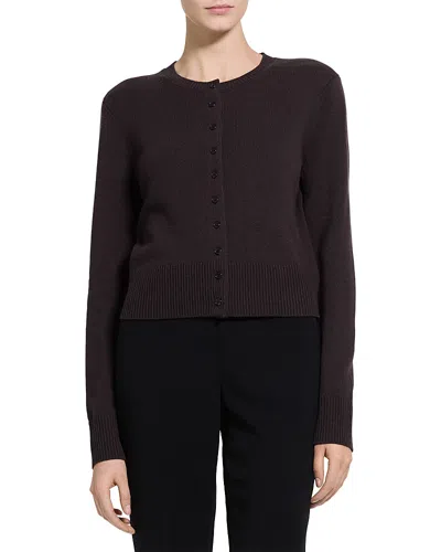 Theory Cashmere Crewneck Cardigan In Black