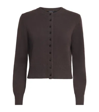 Theory Cashmere Crew-neck Cardigan In Brown