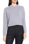 Theory Cashmere Crewneck Crop Sweater In Gray