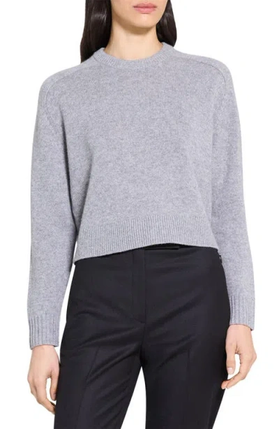 Theory Cashmere Crewneck Crop Sweater In Gray