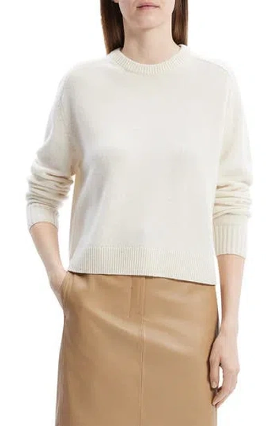 Theory Cashmere Crewneck Crop Sweater In Neutral