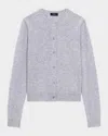 Theory Cashmere Cropped Cardigan Sweater In Gray