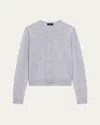 Theory Cashmere Cropped Cardigan Sweater In Gray