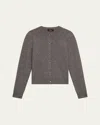 Theory Cashmere Cropped Cardigan Sweater In Grey
