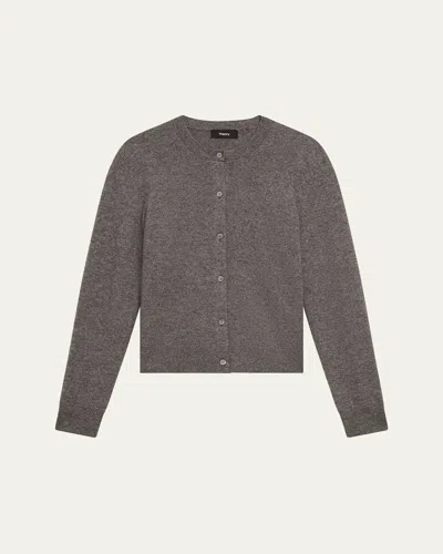 Theory Cashmere Cropped Cardigan Sweater In Lt Chrcl