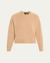 Theory Cashmere Cropped Crewneck Sweater In Animal Print