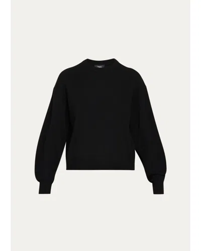Theory Cashmere Cropped Crewneck Sweater In Black