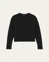 Theory Cashmere Cropped Crewneck Sweater In Blk