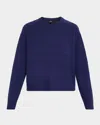 Theory Cropped Crewneck Sweater In Cashmere In Blue