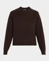 Theory Cashmere Cropped Crewneck Sweater In Brown