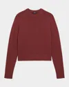 Theory Cashmere Cropped Crewneck Sweater In Burgundy