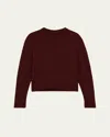 Theory Cashmere Cropped Crewneck Sweater In Cordovan