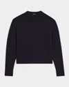 Theory Cashmere Crewneck Crop Sweater In Dk Denim