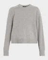 Theory Cashmere Cropped Crewneck Sweater In Gray