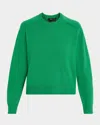 Theory Cashmere Cropped Crewneck Sweater In Green