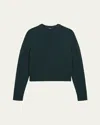 Theory Cashmere Cropped Crewneck Sweater In Green