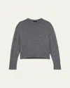 Theory Cashmere Cropped Crewneck Sweater In Grey