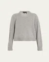 Theory Cashmere Cropped Crewneck Sweater In Multi